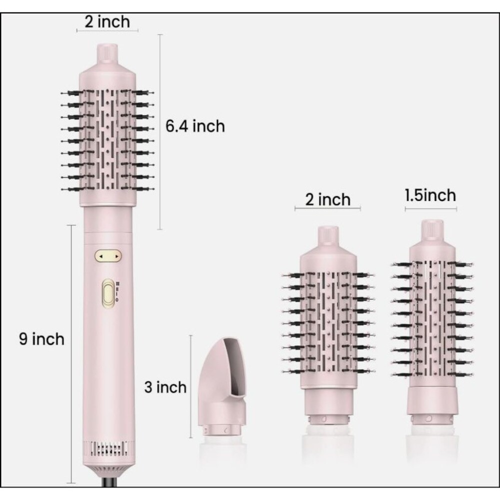 NIB -3 in 1 Rotating Hair Dryer Brush Spinning with Detachable Brush (2" & 1.5") - Picture 8 of 15